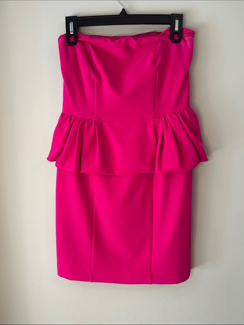 Express Strapless Peplum Dress in Hot Pink